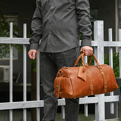 Brown Leather Weekender Bag for Men Vintage Leather Weekend Bag for Men - iwalletsmen