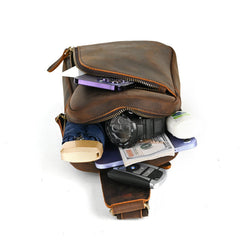 Dark Brown Leather Sling Backpack for Men - iwalletsmen