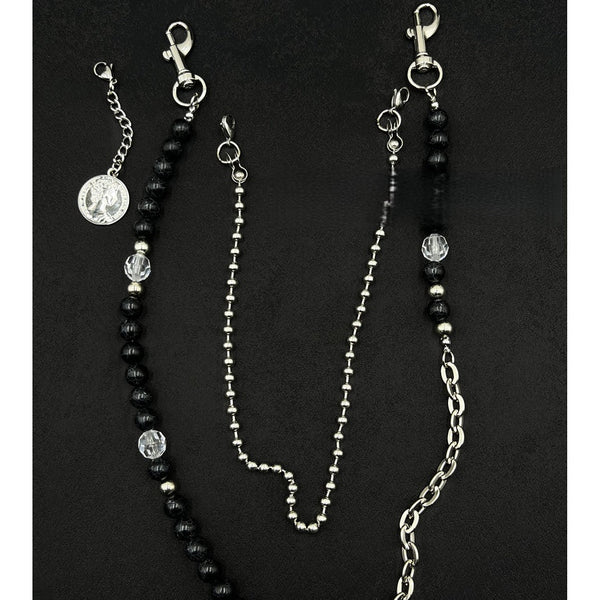 Black Turquoise Stone Ball Wallet Chain Double Wallet Chain - iChainWallets