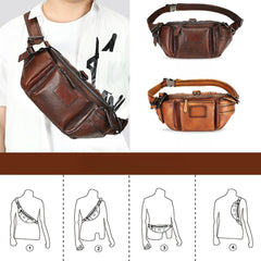  Leather Sling Bag Waist Bag for Men 