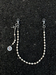 Long Ball Wallet Chains for Women White Ball Wallet Chain Beaded Wallet Chain - iChainWallets