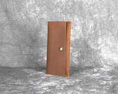 Long Leather Wallet with Flap Mens Wallet with Flap Brown Leather Flap Wallet - iwalletsmen