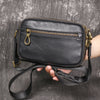 Black Small Messenger Bag Men's Black Leather Messenger Bag Small Black Leather Crossbody Bag - iwalletsmen