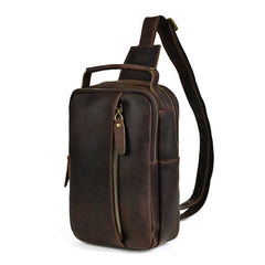 Brown Leather Sling Bag for Men Full Grain Leather Sling Bag - iwalletsmen