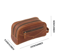 mens toiletry bag Brown Leather Men's Toiletry Bag Leather Roomy Dopp Kit Clutch Wash Kit - iwalletsmen