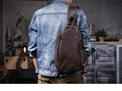 Sling bag for big guys - extra-wide padded leather shoulder strap
