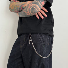 Biker Wallet Chain with Skull Cross - iChainWallets