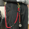 Red Lavastone Beaded Wallet Chain Long Bead Wallet Chain for Women - iChainWallets