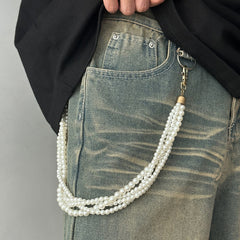 Pearl Wallet Chain Quadruple Beaded Wallet Chain 