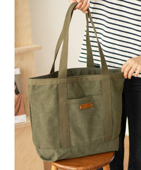 Army Green Canvas Large Tote Bag