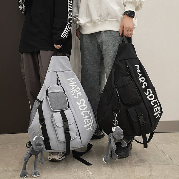 Nylon Large Sling Bag For Big Men Waterproof Hiking Huge - Front View