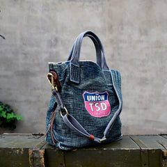 Blue Jean Vertical Tote Bag Denim Tote Handbag Denim Tote Bag Blue Denim Tote Shoulder Bag - Feltify
