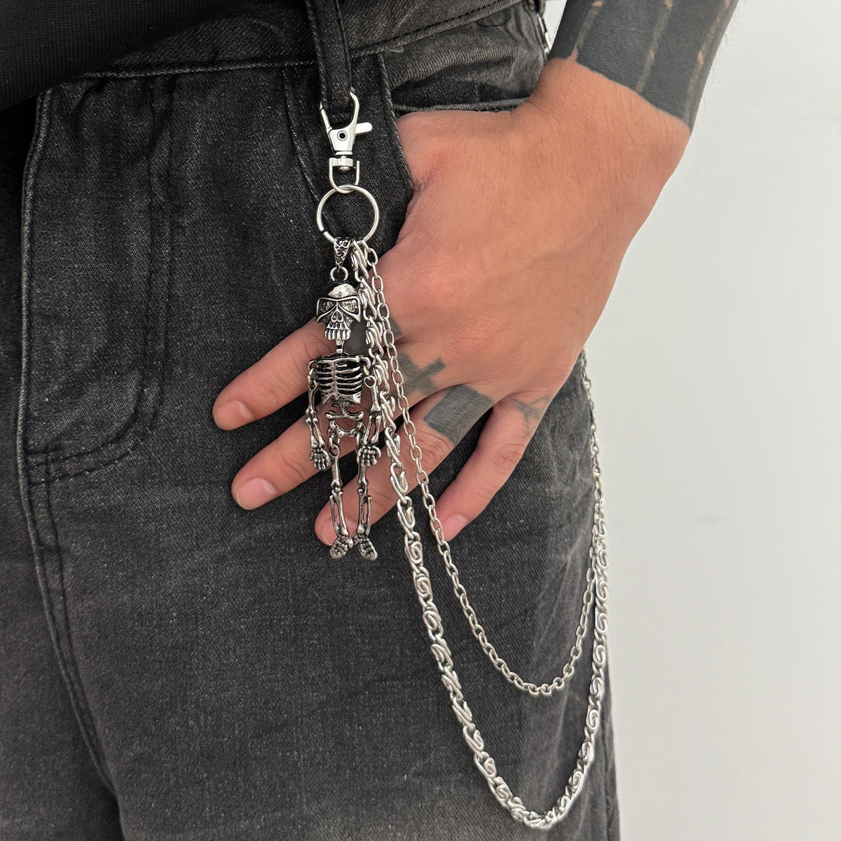 Skull Wallet Chain Mens Cool Wallet Chain Double Wallet Chain - iChainWallets