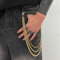 Gold Triple Wallet Chain Women Pants Chain - iChainWallets