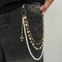 Mens Gold Beaded Wallet Chain - iChainWallets