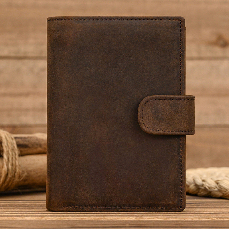 Dark Brown Leather Vertical Bifold Wallet - iwalletsmen