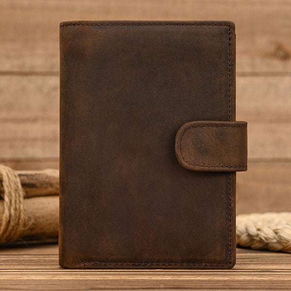 Dark Brown Leather Vertical Bifold Wallet - iwalletsmen