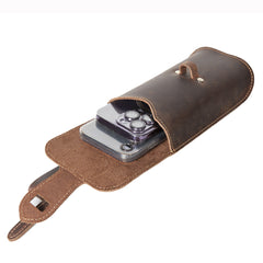 Dark Brown Leather Phone Belt Pouch - iwalletsmen