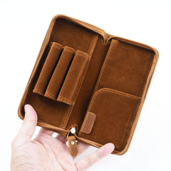 Brown Leather Fountain Pen Case Luxury Leather Pen Case - iwalletsmen