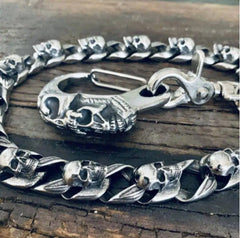 Silver Mens Skull Wallet Chains Cool Skull Wallet Chain Badass Skull Pants Chain For Men
