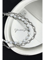 Beaded Wallet Chain Black Turquoise Stone Wallet Chain Double Wallet Chain - iChainWallets