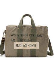 Army Green Canvas Mens Pilot Bag Canvas WWII Bag Canvas Army Weekender Bag Travel Bag for Men