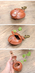 Leather Round Coin Pouch Mini Coin Pouch Handmade Leather Belt Coin Pouch Small Coin Pouch