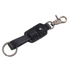 cool keyrings for guys​ Black  Handmade Leather Key Fob Men's Leather Keychains Cool Keychains for Car Keys 