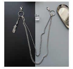Double Wallet Chain with Feather Charm - iChainWallets