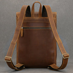 Crazy Horse Leather Backpack Mens 17L Brown Leather Backpack for Men - iwalletsmen