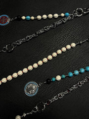 White Turquoise Stone Beaded Wallet Chain Long Bead Wallet Chain for Women - iChainWallets