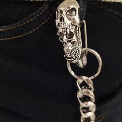 Silver Mens Skull Wallet Chain Cool Skull Wallet Chains Badass Skull Pants Chains For Men