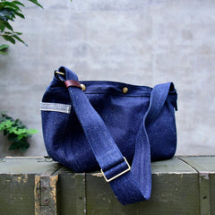 Blue Denim Messenger Bag Denim Crossbody Bag Blue Denim Shoulder Bag - Feltify