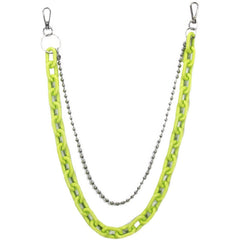 Cute Fluorescent Yellow Jeans Chain Silver Double Layers Resin Light Wallet Chains Panties Chain For Men