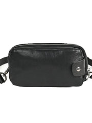 Black Leather Small Chest Bag Leather - iwalletsmen