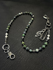 Green Stone Bead Wallet Chain Long Green Beaded Wallet Chain - iChainWallets