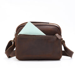 Small Dark Brown Leather Crossbody Purse - iwalletsmen
