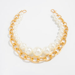 Large Pearl Wallet Chains Womens Double Wallet Chain Gold Beaded Wallet Chain for Women - iChainWallets