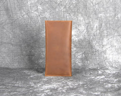 Long Leather Wallet with Flap Mens Wallet with Flap Brown Leather Flap Wallet - iwalletsmen