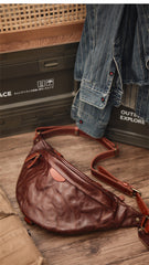 Brown  Leather Fanny Bag Mens Leather Fanny Pack Crossbody - iwalletsmen