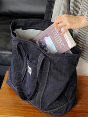 Mens Blue Denim Large Tote Bags Denim Handbag Denim Large Tote Shoulder Bag for Men Women