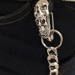 Silver Mens Skull Wallet Chain Cool Skull Wallet Chain Badass Skull Pants Chain For Men