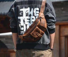  Brown Leather Extra Large Waist Pack - iwalletsmen