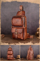 Leather Cross Chest Bag Men's - iwalletsmen