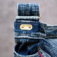 Blue Denim Messnger Bag Washed Distressed Womens Large Jeans Shoulder Bag Large Denim Crossbody Bag for Men - Feltify