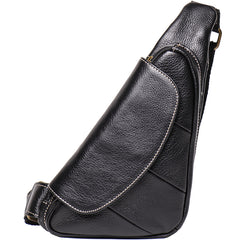 sling pack​ Black Leather Sling Bag for Men Mens Chest Bag Crossbody Chest Bag Chest Crossbody Bag 