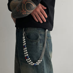 Light Blue Beaded Pants Chain Diamond Pants Chain for Women - iChainWallets