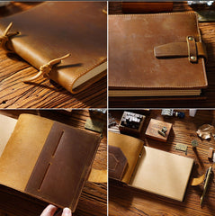 Brown Leather Bound Sketchbook A5 Leather Sketchbook Leather Bound Journal - iwalletsmen