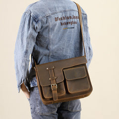 Brown Leather Messenger Bag - Feature