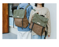 Womens Army Green Canvas Backpack Canvas School Backpacks Rucksack Women